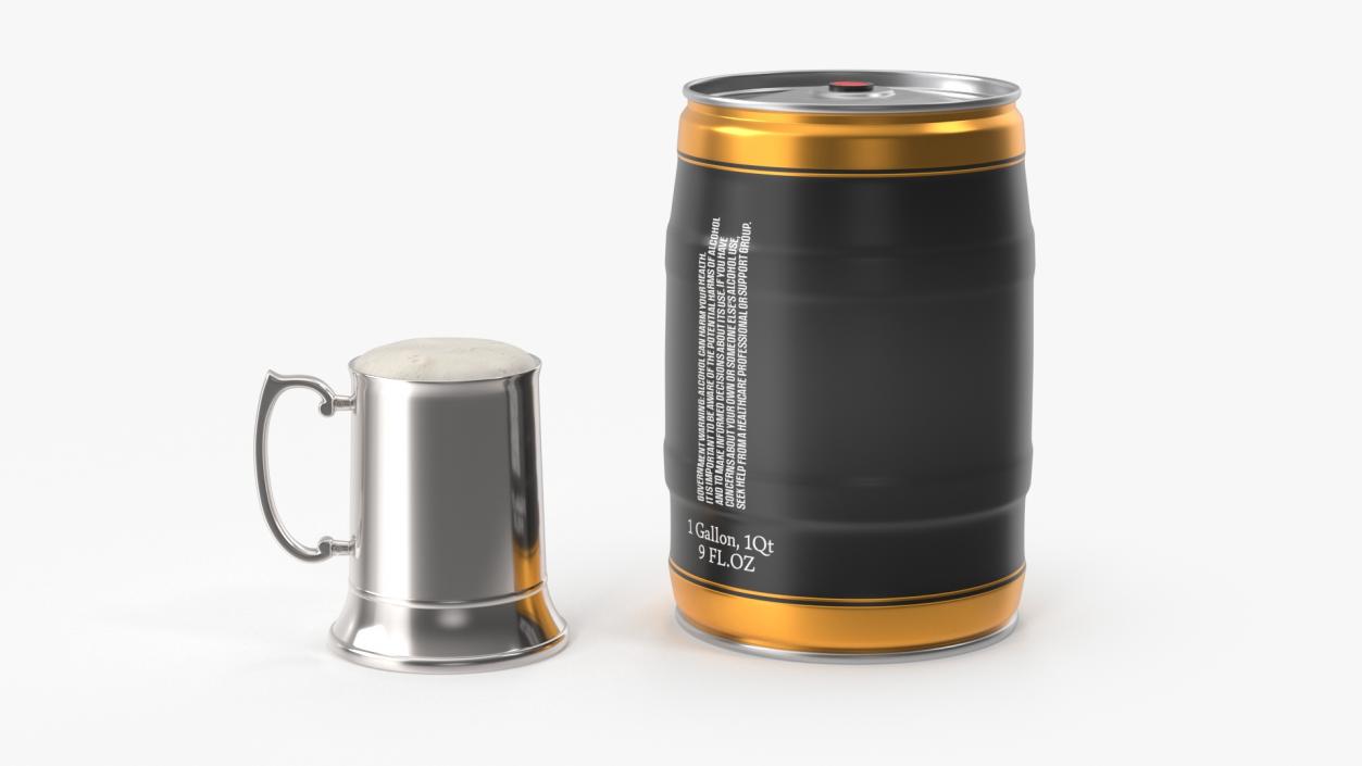 Beer Keg with Mug Mockup 3D model