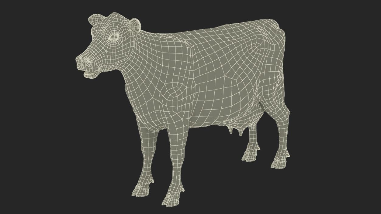 Jersey Dairy Cow Fur Rigged 3D