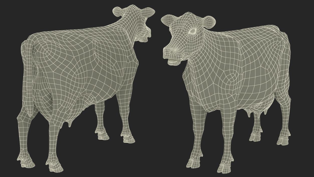 Jersey Dairy Cow Fur Rigged 3D