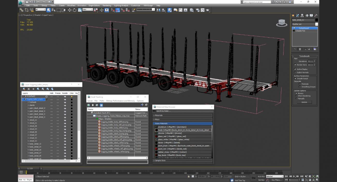 Empty Logging Trailer Manac 3D