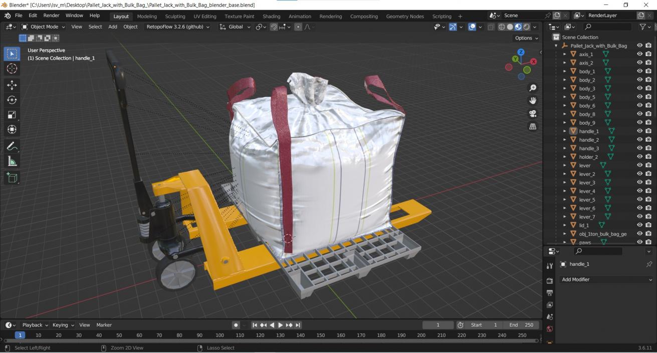 3D model Pallet Jack with Bulk Bag