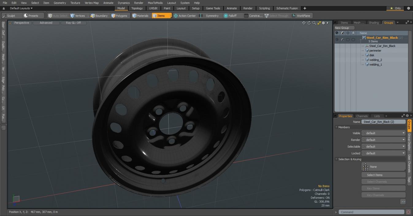 Steel Car Rim Black 3D model