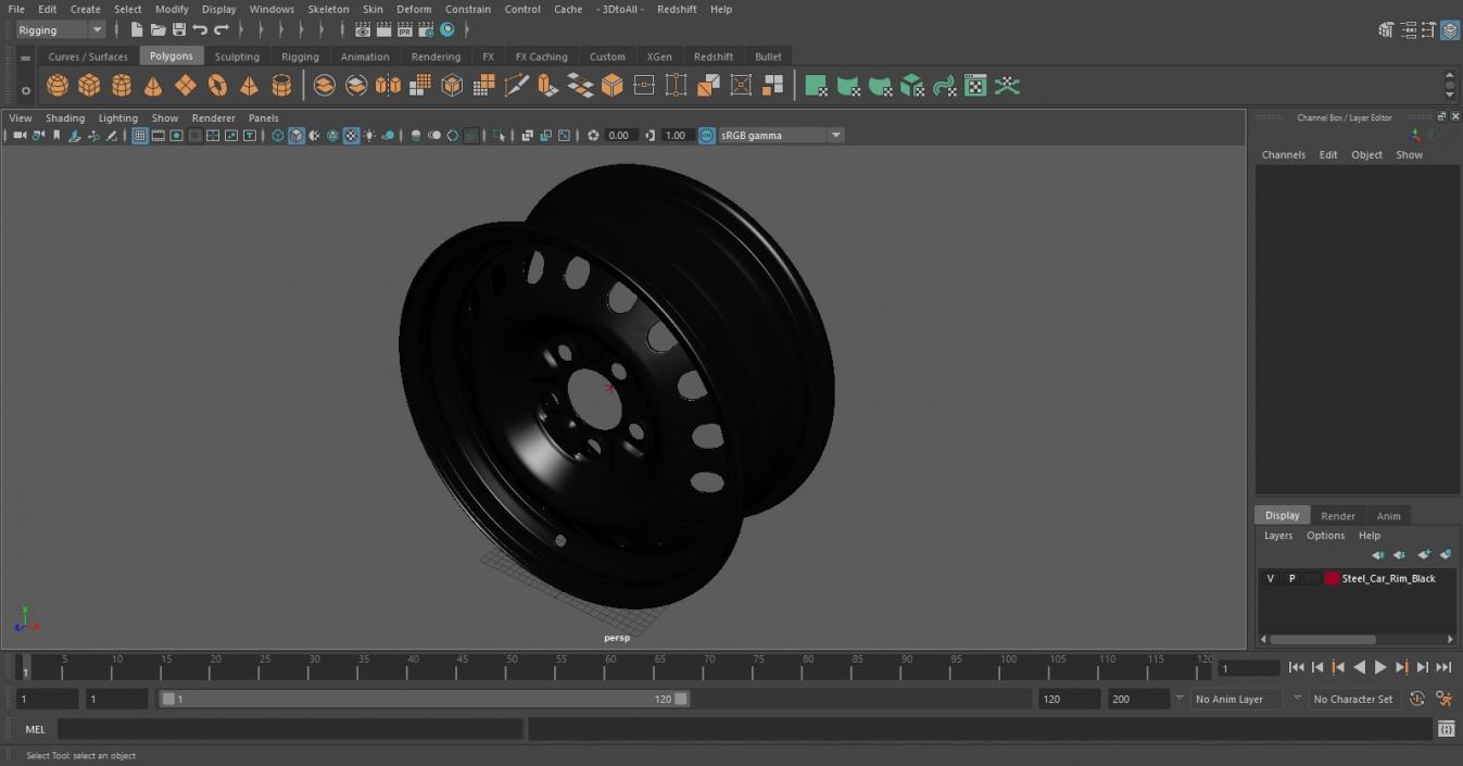 Steel Car Rim Black 3D model