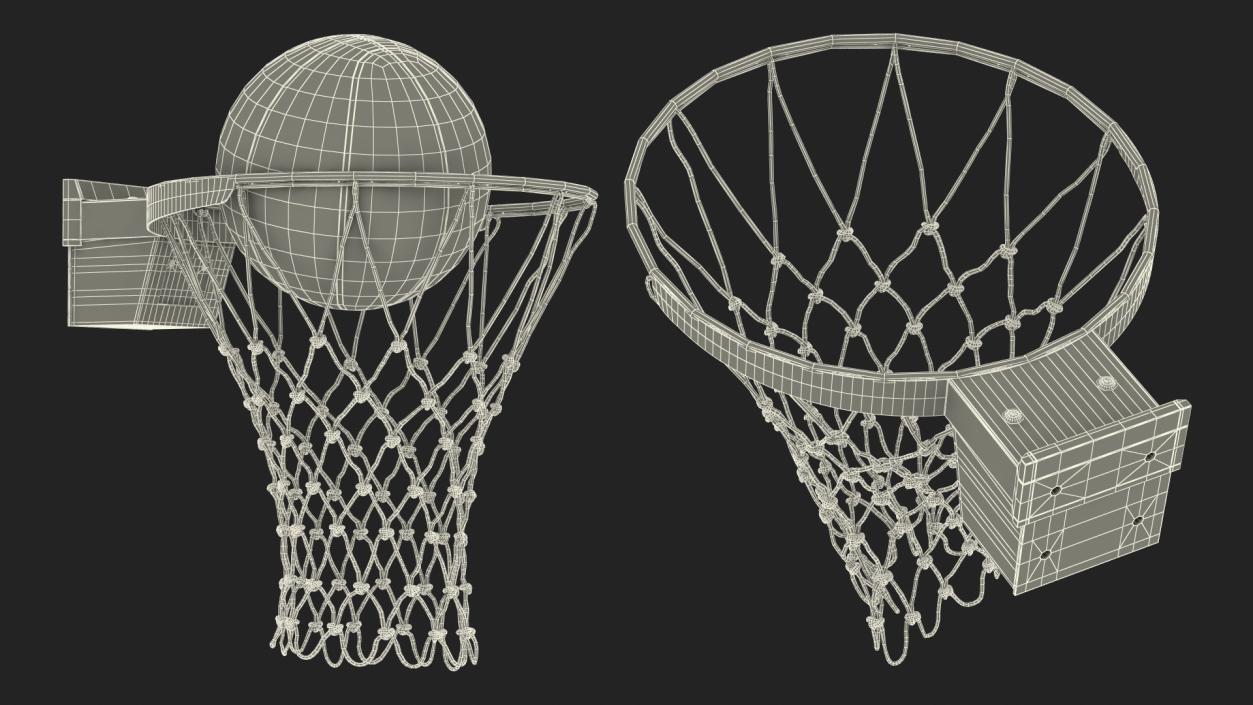 Animated Spalding Basketball Ball Flies into Ring 3D model