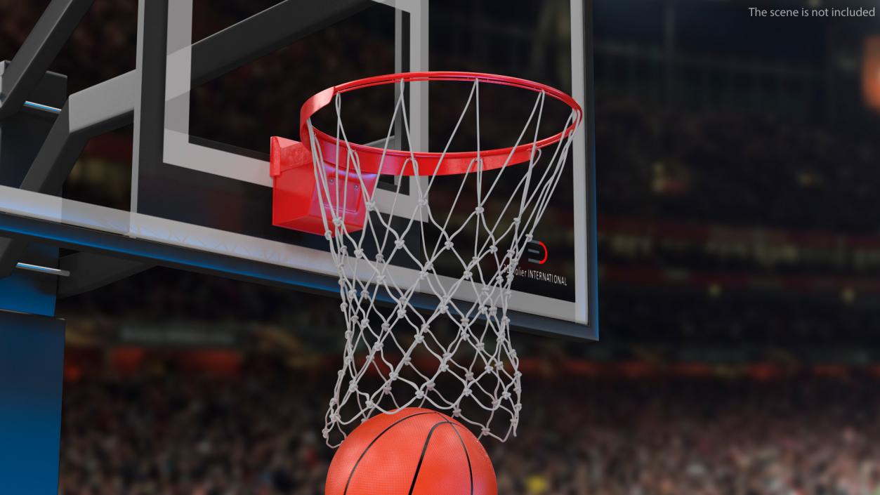 Animated Spalding Basketball Ball Flies into Ring 3D model