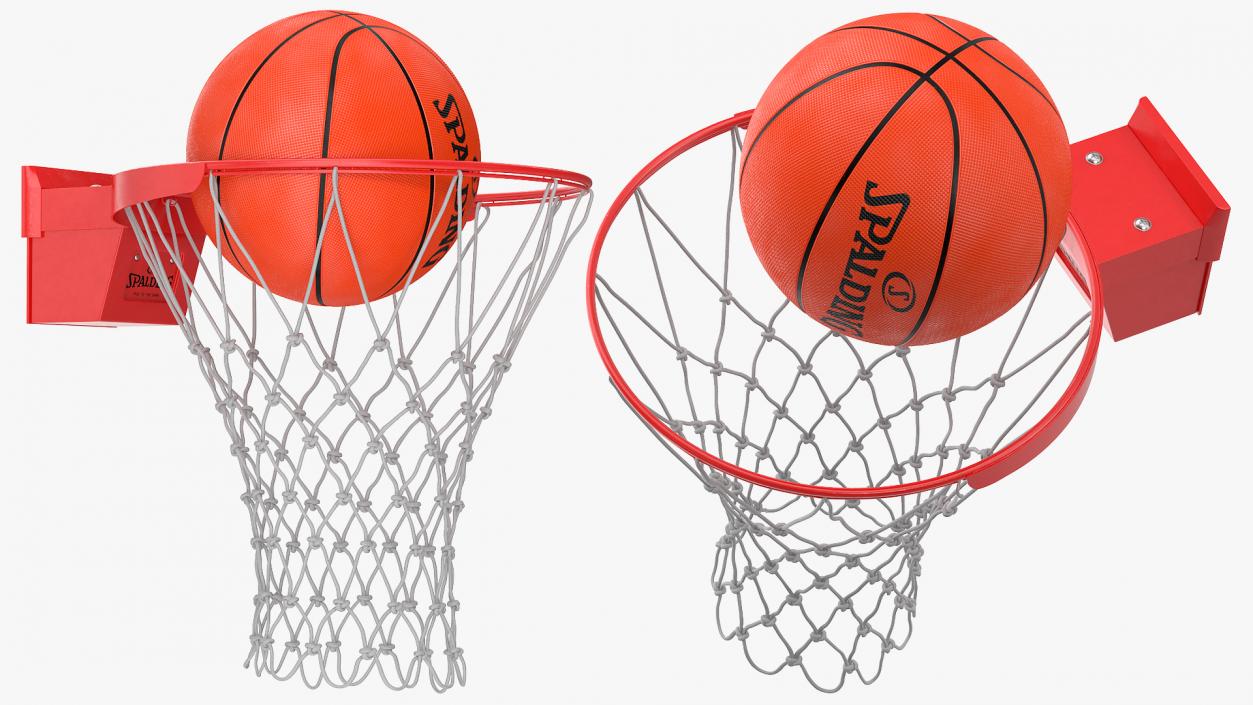 Animated Spalding Basketball Ball Flies into Ring 3D model