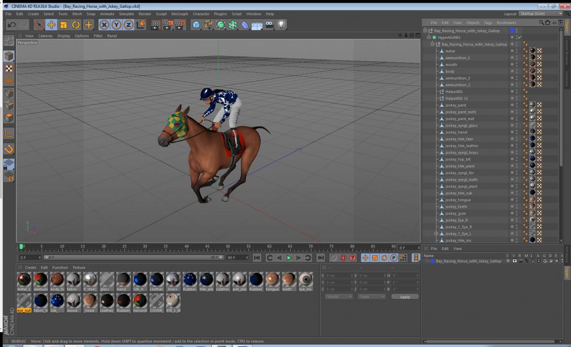 Bay Racing Horse with Jokey Gallop 3D model