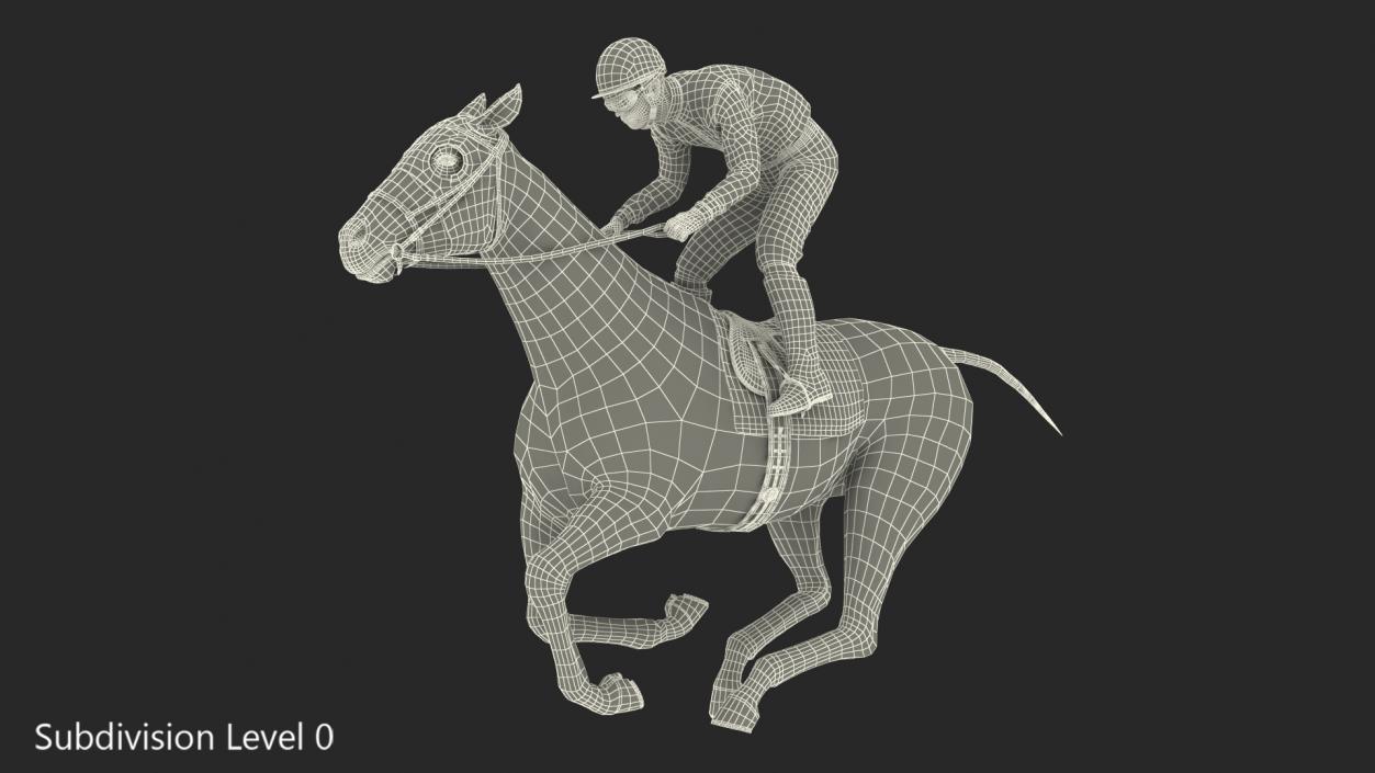 Bay Racing Horse with Jokey Gallop 3D model