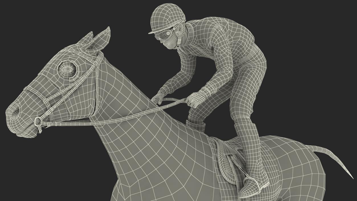 Bay Racing Horse with Jokey Gallop 3D model