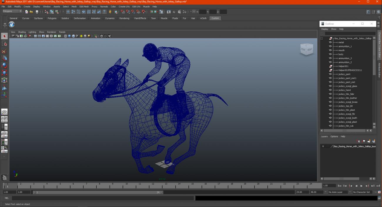 Bay Racing Horse with Jokey Gallop 3D model