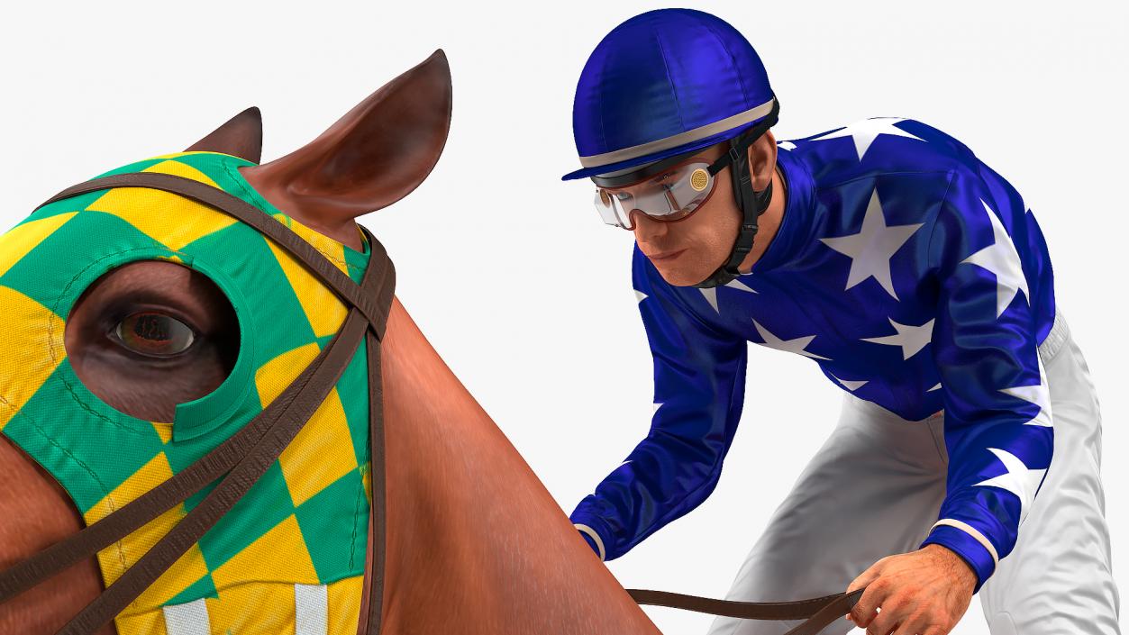 Bay Racing Horse with Jokey Gallop 3D model