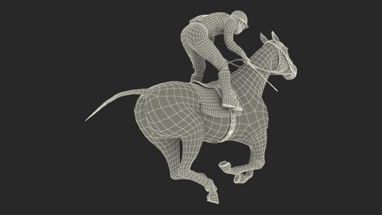 Bay Racing Horse with Jokey Gallop 3D model