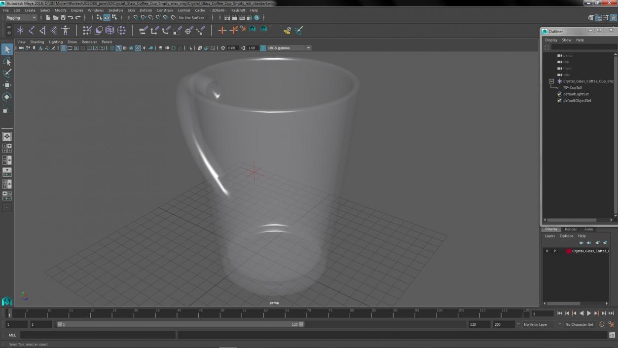 3D model Crystal Glass Coffee Cup Empty