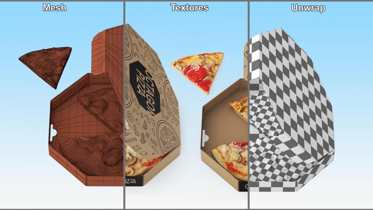 Delivery Bag with Pizza Packaging Collection 3D model