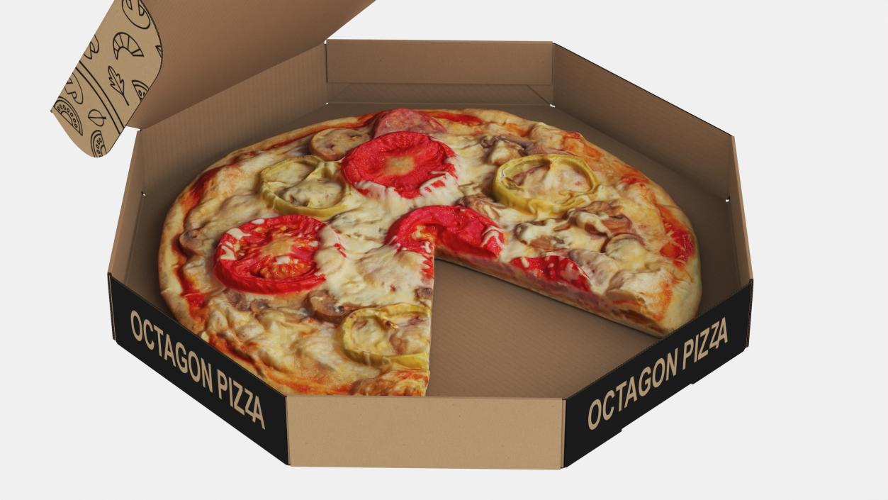 Delivery Bag with Pizza Packaging Collection 3D model