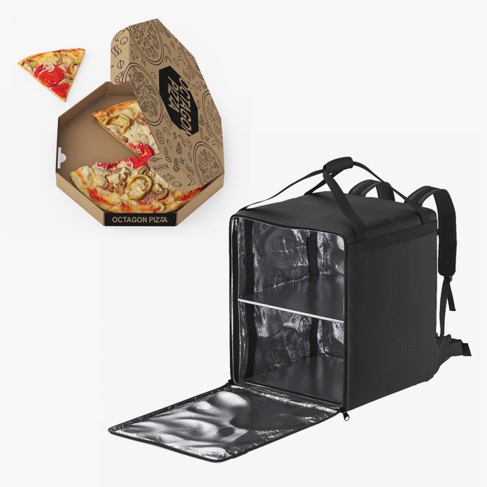 Delivery Bag with Pizza Packaging Collection 3D model