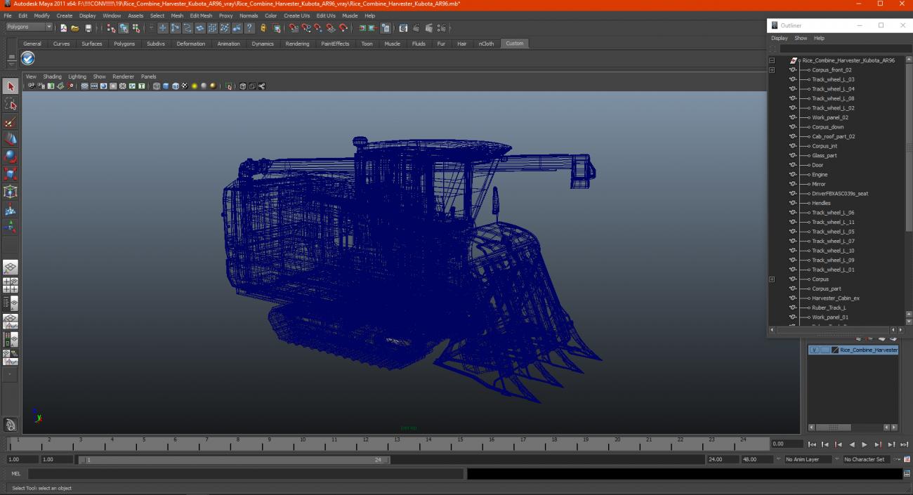 Rice Combine Harvester Kubota AR96 3D model