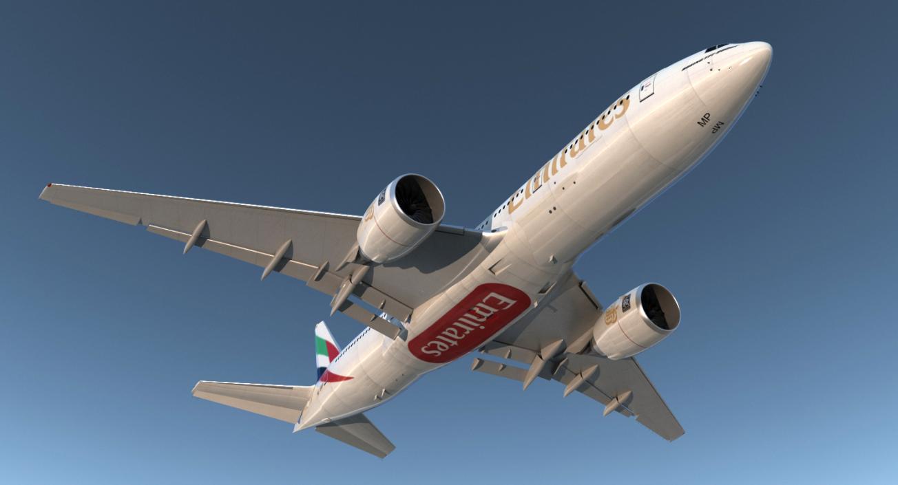 3D Boeing 777 200ER Emirates Airlines Rigged