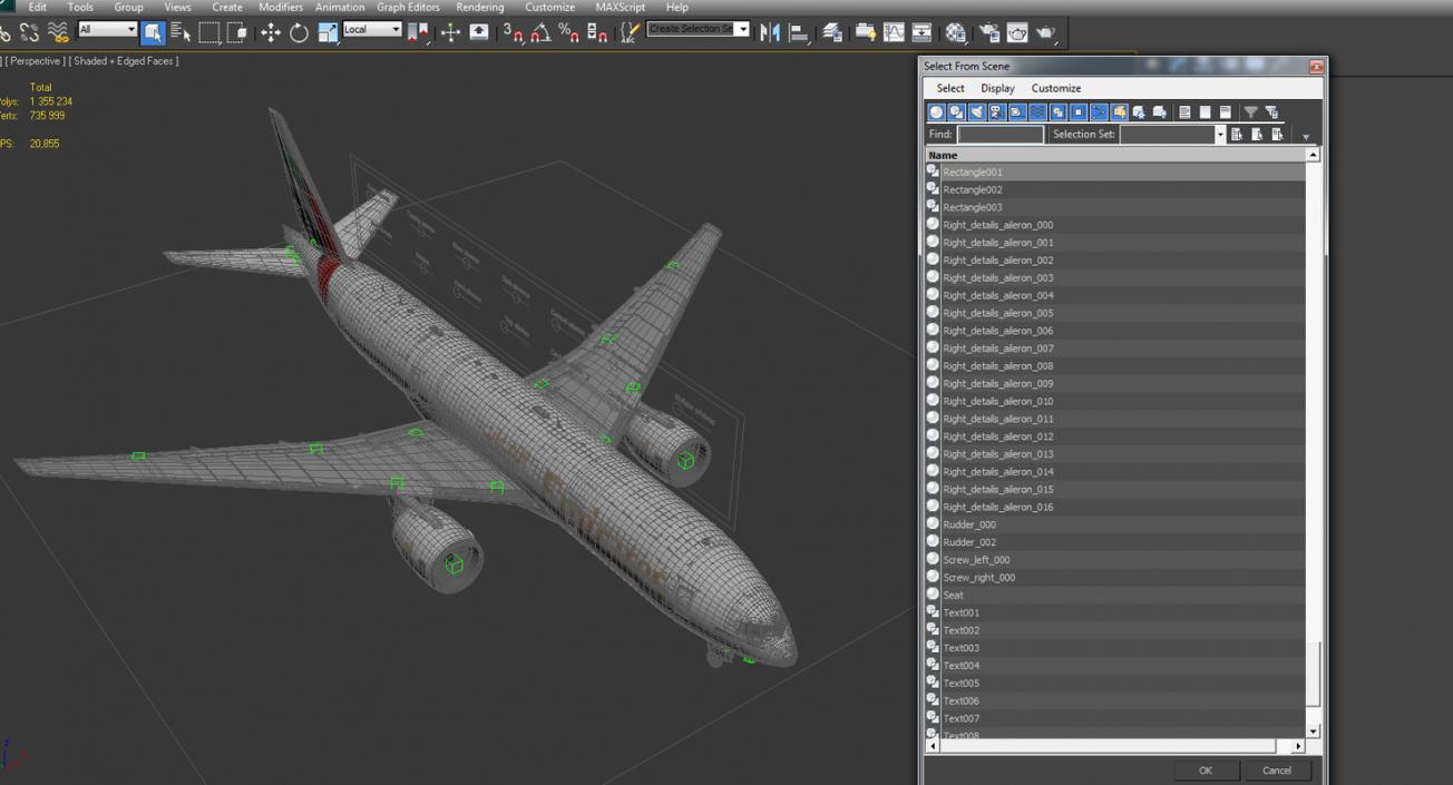 3D Boeing 777 200ER Emirates Airlines Rigged