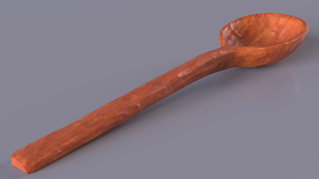 3D Wooden Spoon Hand Carved Red model