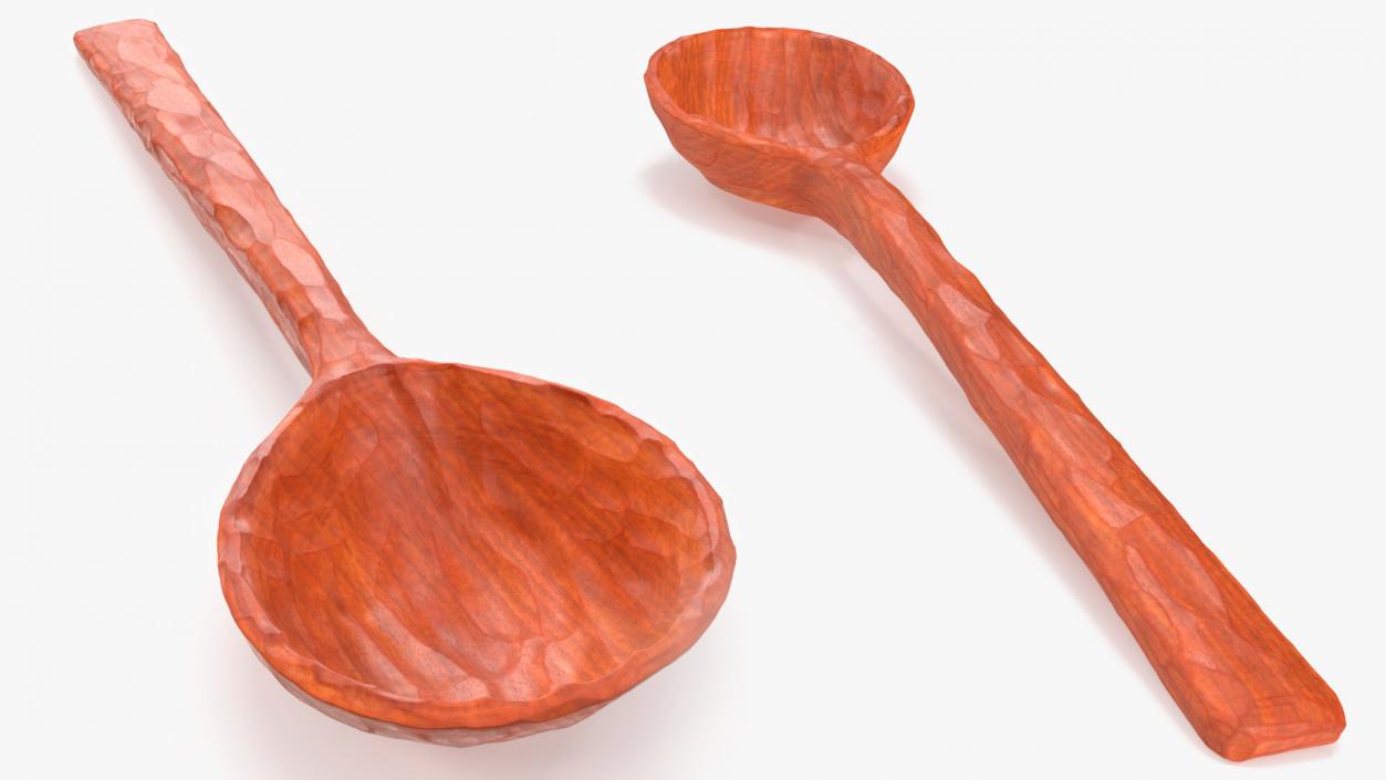 3D Wooden Spoon Hand Carved Red model