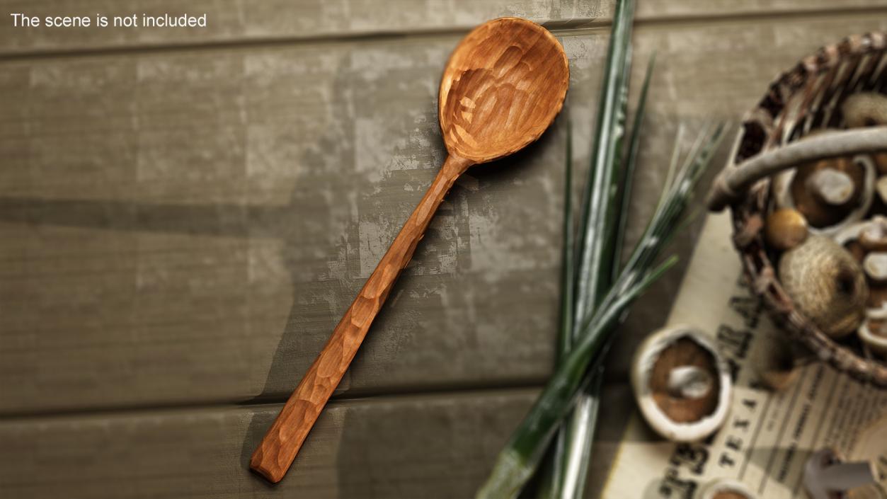 3D Wooden Spoon Hand Carved Red model