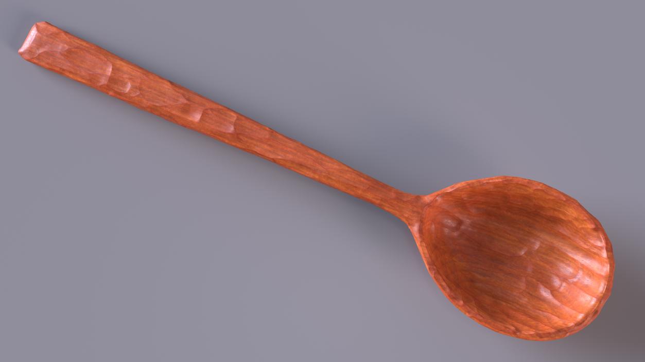 3D Wooden Spoon Hand Carved Red model