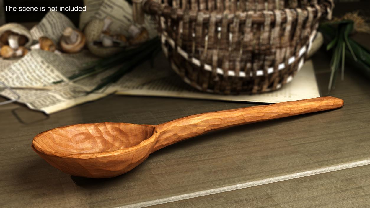 3D Wooden Spoon Hand Carved Red model