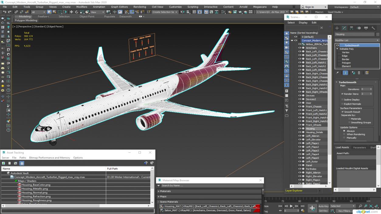 3D Concept Modern Aircraft Turbofan Rigged 2