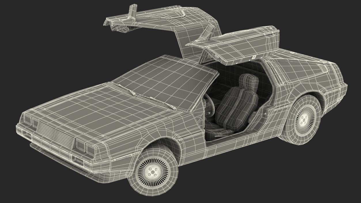 80s Sport Car DeLorean Rigged 3D model