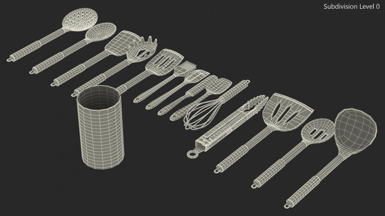 Kitchen Cooking Utensils Pink Gold 3D model