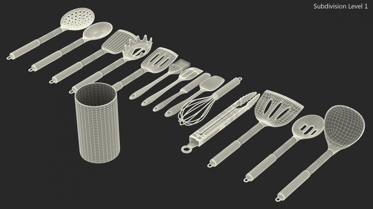 Kitchen Cooking Utensils Pink Gold 3D model