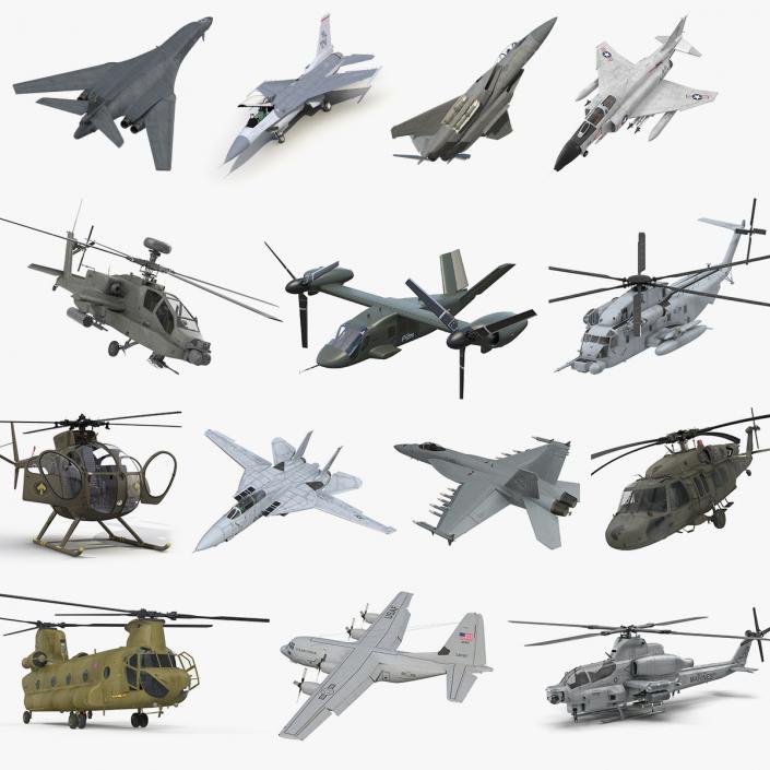 3D Rigged US Military Aircrafts Collection 3