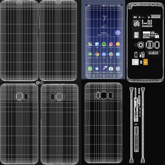 3D Samsung Galaxy S8 Midnight Black Set