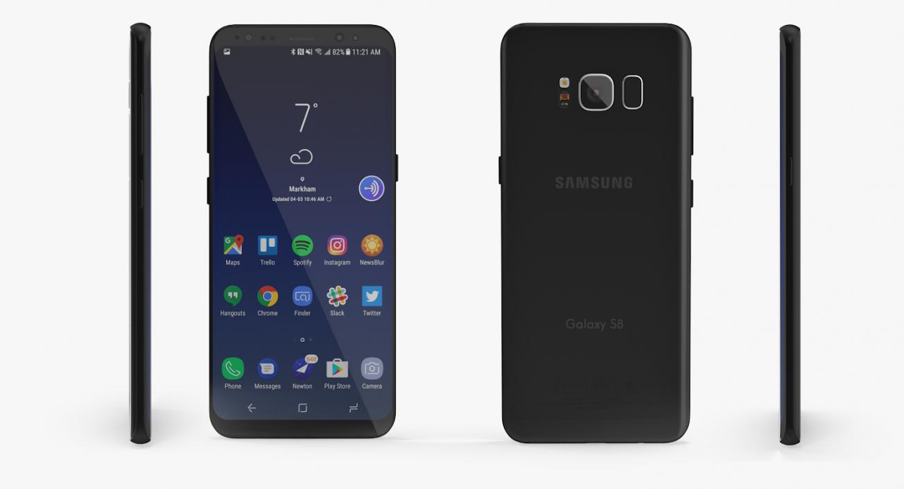 3D Samsung Galaxy S8 Midnight Black Set