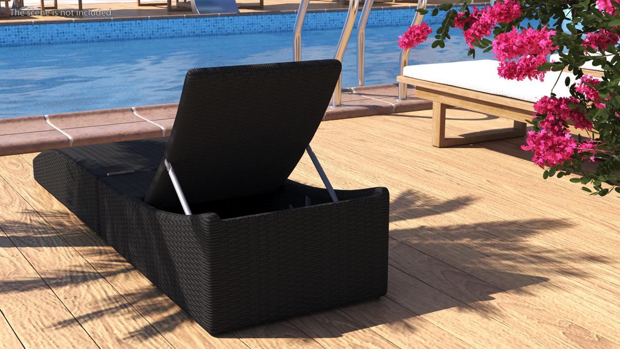 Designer Pool Lounge Chair Black Blue Rigged 3D model