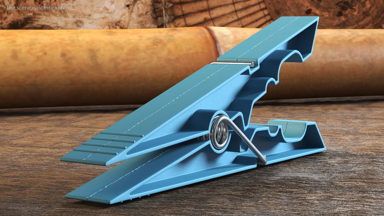 3D Clothespin Blue Pressed model