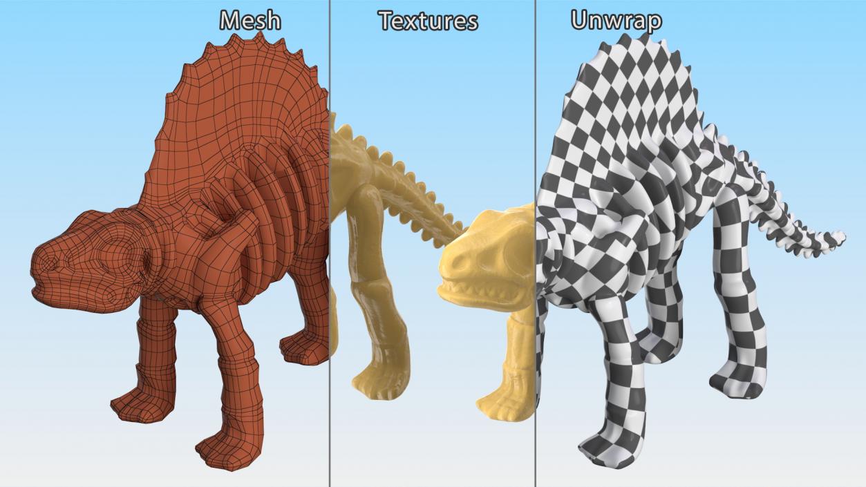 Dimetrodon Dinosaur Skeleton Toy 3D