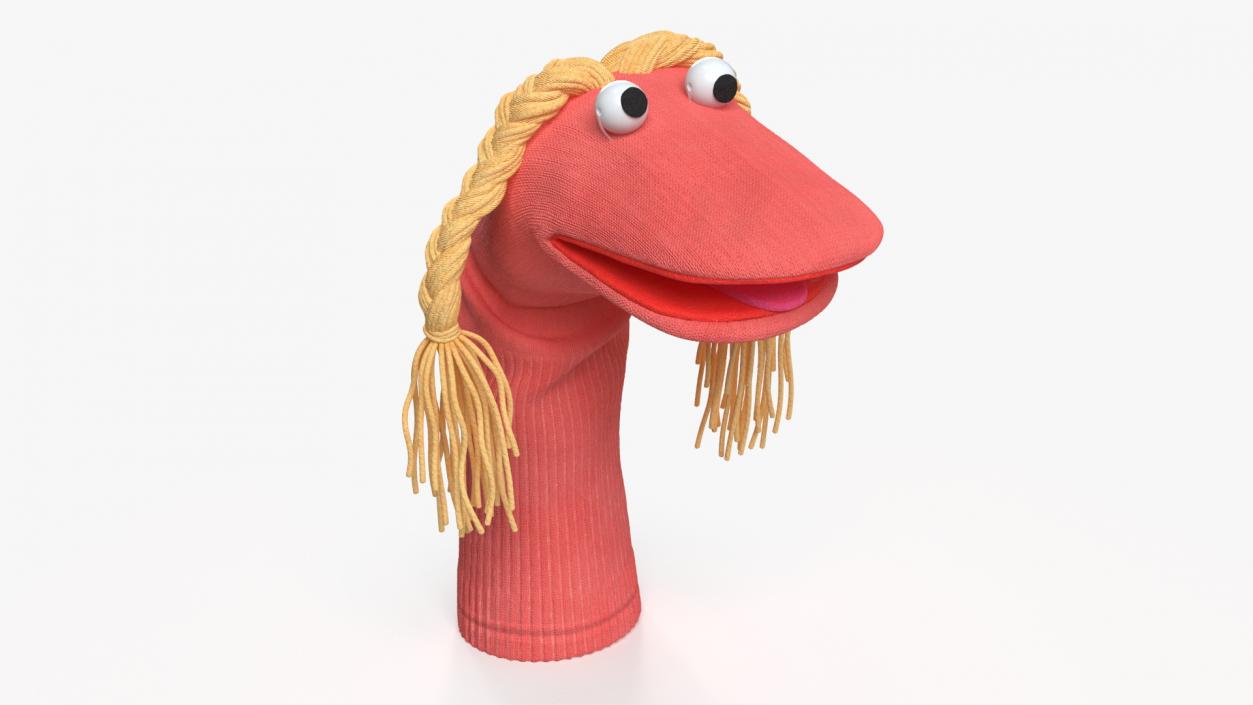 Sock Puppet Character Pink Girl Smiling Pose 3D model