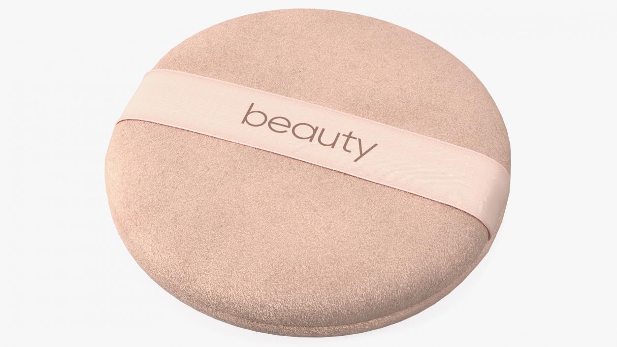 Round Powder Puff with Strap Beige 3D model