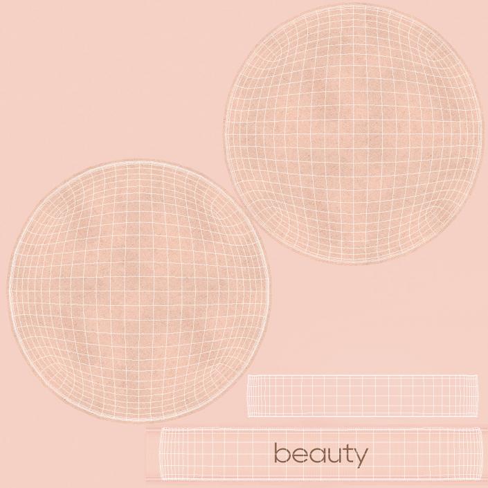 Round Powder Puff with Strap Beige 3D model