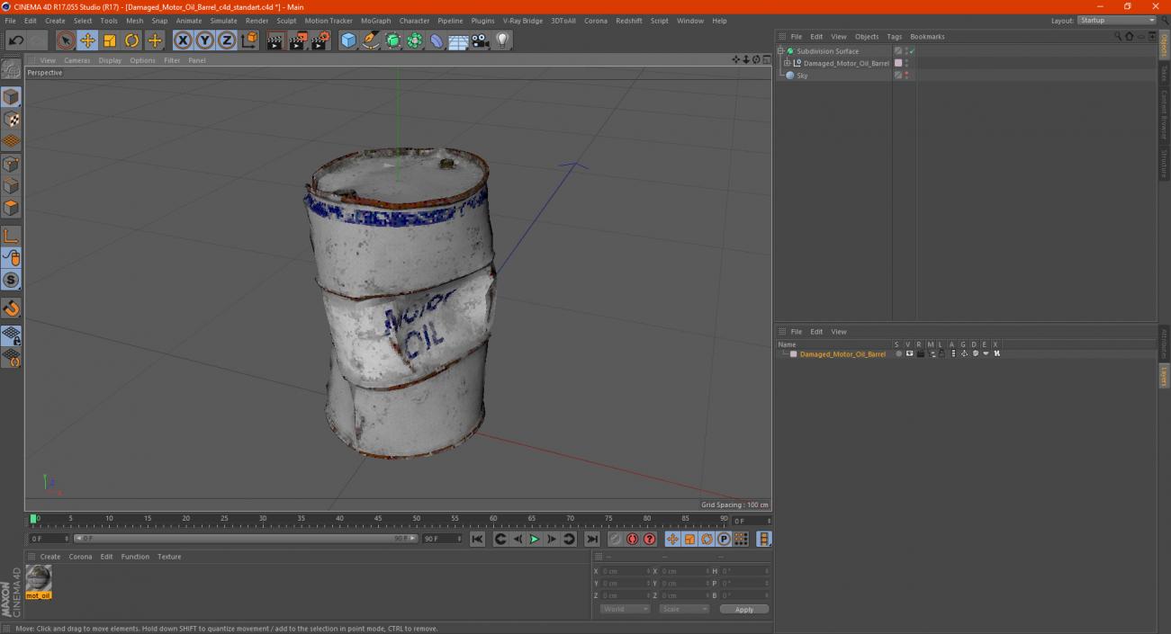 Damaged Motor Oil Barrel 3D model