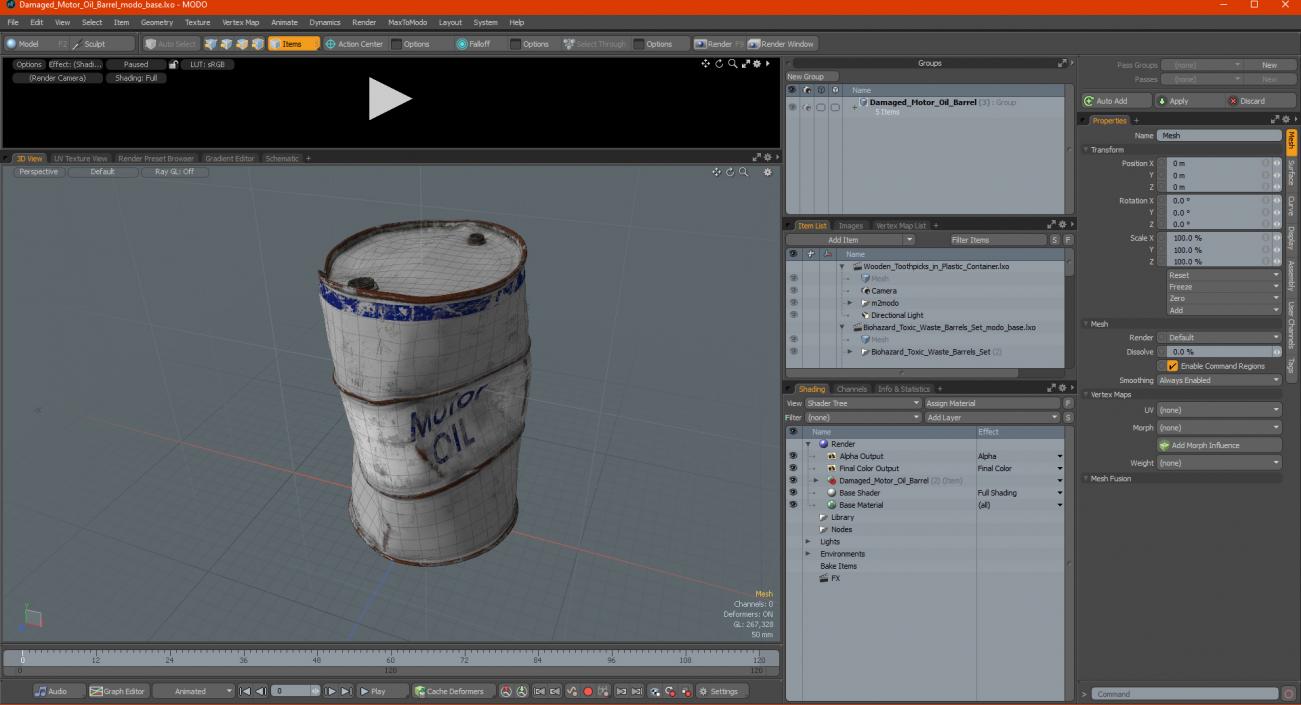 Damaged Motor Oil Barrel 3D model