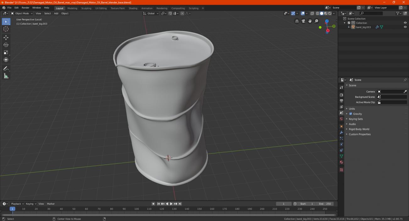 Damaged Motor Oil Barrel 3D model