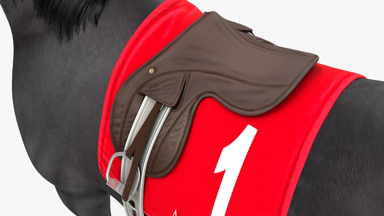 Black Racing Horse Fur 3D