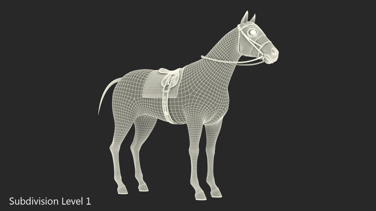 Black Racing Horse Fur 3D