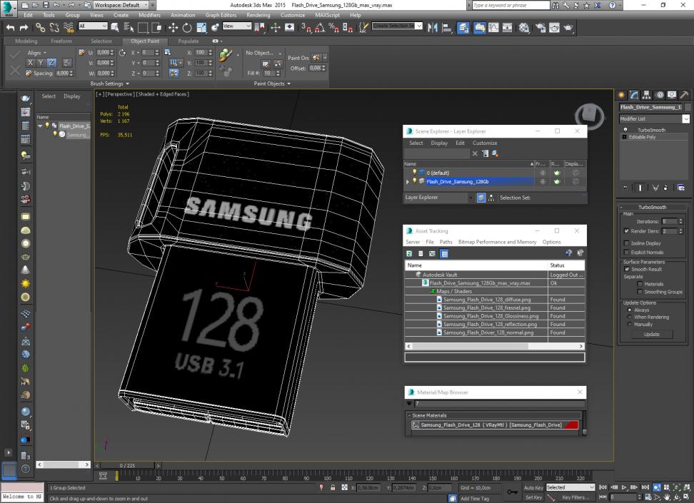 3D model Flash Drive Samsung 128Gb