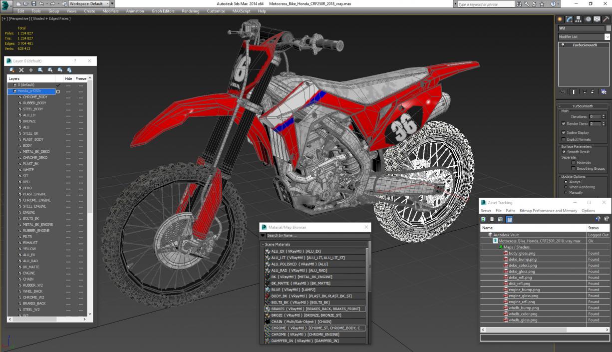 3D Motocross Bike Honda CRF250R 2019 model