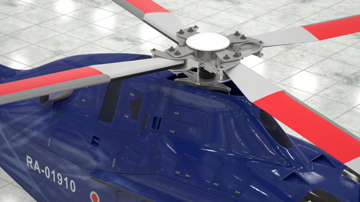 Leonardo AgustaWestland AW119 Helicopter Blue Rigged 3D