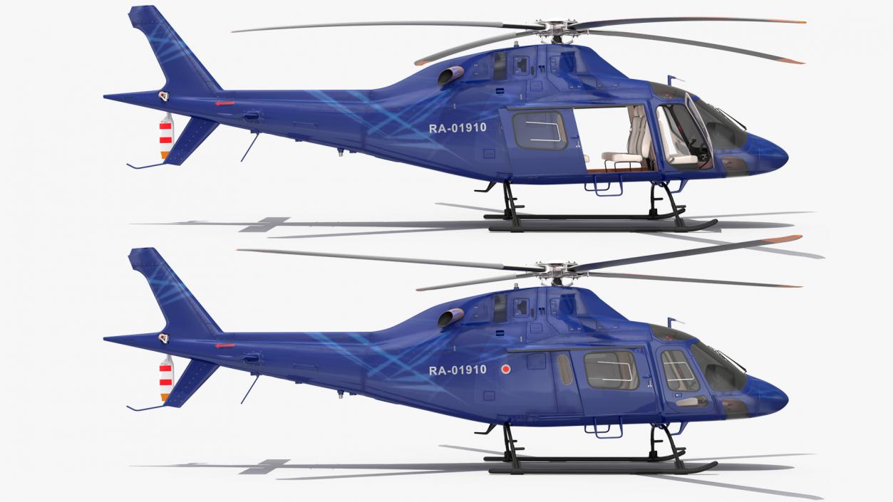 Leonardo AgustaWestland AW119 Helicopter Blue Rigged 3D